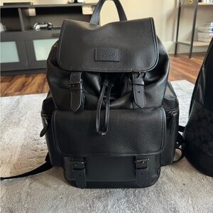Coach Black Pebbled Leather Men's Backpack